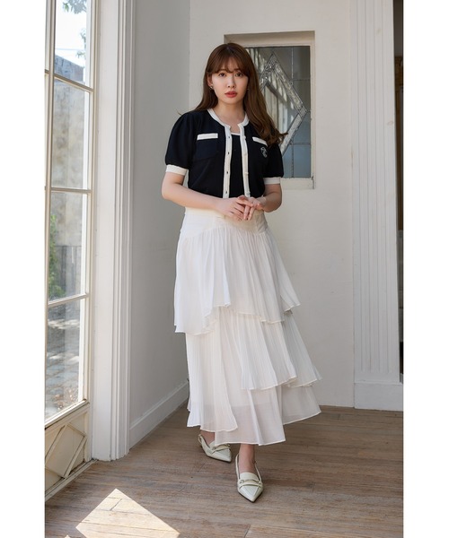 （新品タグ、替えボタン付）Siena Bicolor Rib Knit Set Siena Bicolor Rib Knit Set（アンサンブル）｜Her lip to（ハー