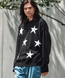 mn3136- Mid Guge Star Pattern Jacquard Knit Pullover スター柄セーター