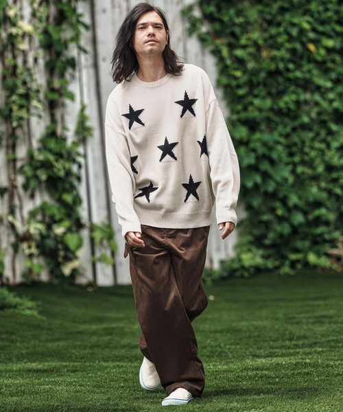 CAMBIO(カンビオ)の「mn3136- Mid Guge Star Pattern Jacquard Knit Pullover スター柄セーター(ニット/セーター・メンズ・チャコールグレー/アイボリー/ブラック/ミックスグレー・S/M/L)」の7枚目の写真