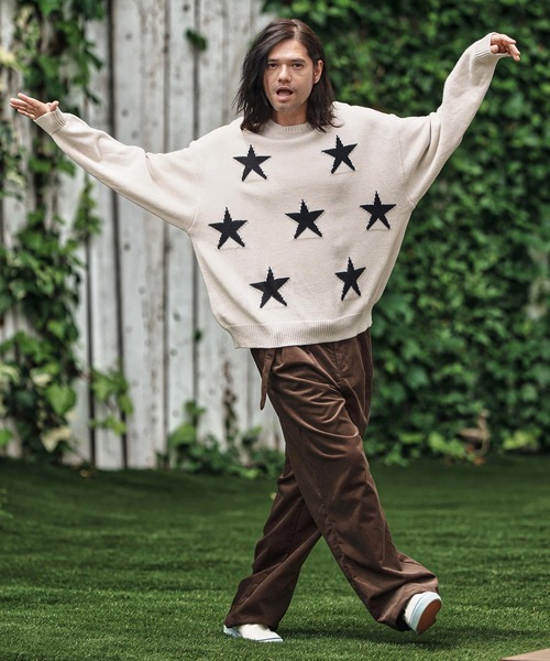 CAMBIO(カンビオ)の「mn3136- Mid Guge Star Pattern Jacquard Knit Pullover スター柄セーター(ニット/セーター・メンズ・チャコールグレー/アイボリー/ブラック/ミックスグレー・S/M/L)」の8枚目の写真
