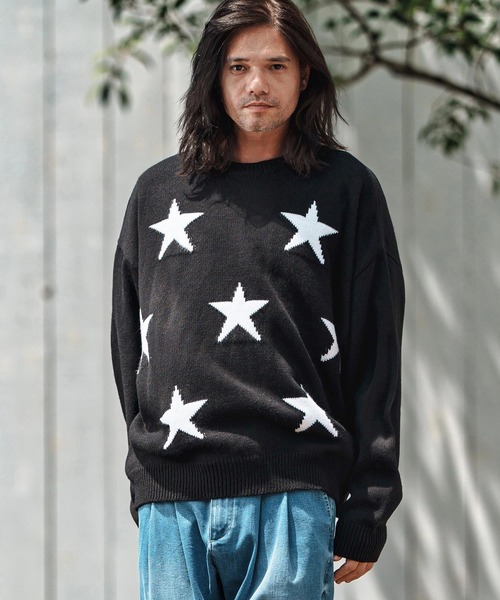 CAMBIO(カンビオ)の「mn3136- Mid Guge Star Pattern Jacquard Knit Pullover スター柄セーター(ニット/セーター・メンズ・チャコールグレー/アイボリー/ブラック/ミックスグレー・S/M/L)」の9枚目の写真
