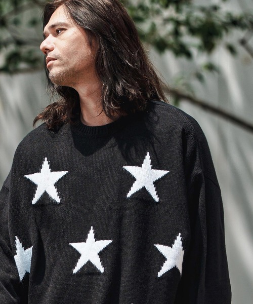 CAMBIO(カンビオ)の「mn3136- Mid Guge Star Pattern Jacquard Knit Pullover スター柄セーター(ニット/セーター・メンズ・チャコールグレー/アイボリー/ブラック/ミックスグレー・S/M/L)」の10枚目の写真