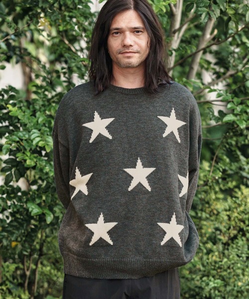 CAMBIO(カンビオ)の「mn3136- Mid Guge Star Pattern Jacquard Knit Pullover スター柄セーター(ニット/セーター・メンズ・チャコールグレー/アイボリー/ブラック/ミックスグレー・S/M/L)」の18枚目の写真