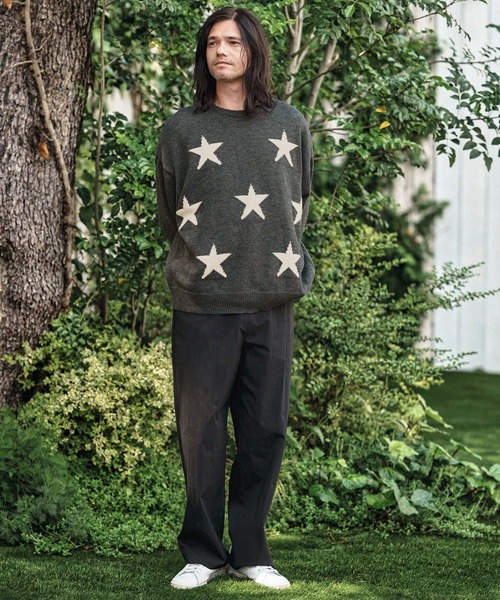 CAMBIO(カンビオ)の「mn3136- Mid Guge Star Pattern Jacquard Knit Pullover スター柄セーター(ニット/セーター・メンズ・チャコールグレー/アイボリー/ブラック/ミックスグレー・S/M/L)」の21枚目の写真