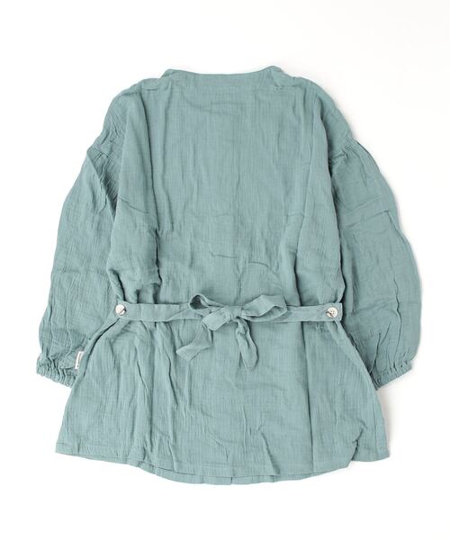 COCO WALK（ココウォーク）の「COCOWALK:二重ガーゼ 羽織れる割烹着 ショート丈（エプロン・レディース・オレンジ/ターコイズブルー・FREE）」の7枚目の写真