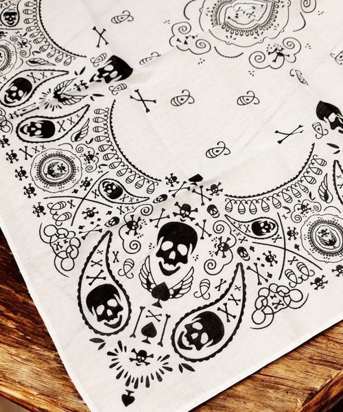 セール】ヴィンテージ 加工 スカル ペイズリー バンダナ（バンダナ