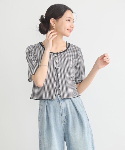 earth music&ecology（アースミュージックアンドエコロジー）の「SET2点ギンガムメロ－カーデ＋リボンタンク（Tシャツ/カットソー・レディース・ブラウン/レッド/ブラック・FREE）」の12枚目の写真