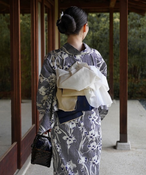 ［utatane×Acka.］浴衣4set 鮫小紋と菖蒲 navy・ivory utatane×Acka.］鮫小紋と菖蒲 ivory 浴衣4set – Acka online store