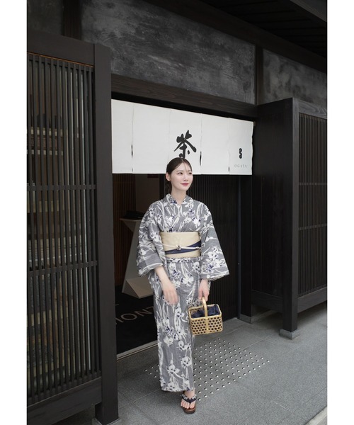 utatane×Acka.］浴衣4set 鮫小紋と菖蒲 navy・ivory（浴衣