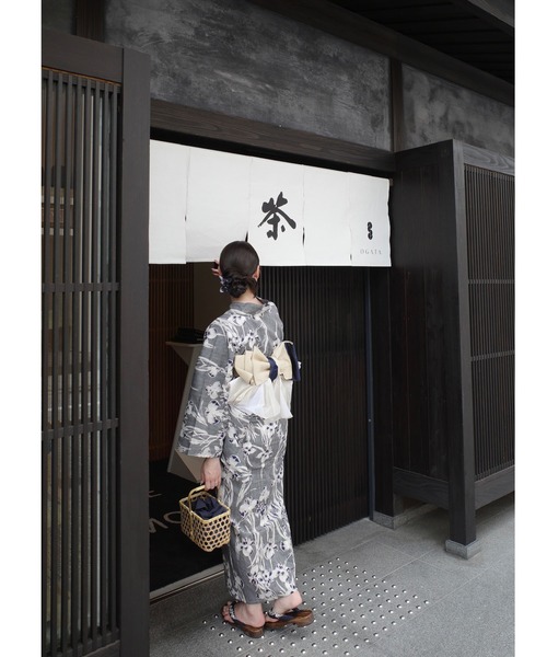 utatane×Acka.］浴衣4set 鮫小紋と菖蒲 navy・ivory（浴衣
