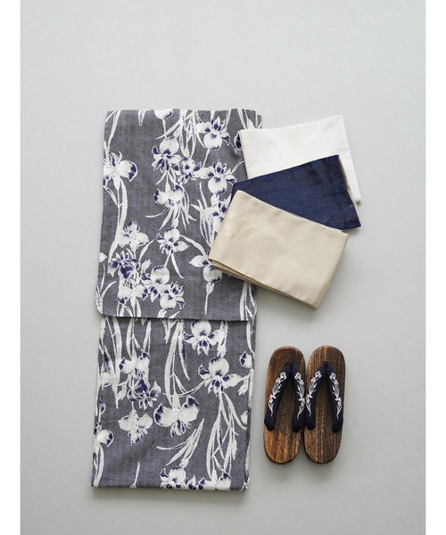 utatane×Acka.］浴衣4set 鮫小紋と菖蒲 navy・ivory（浴衣