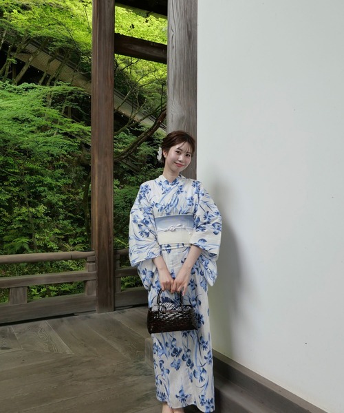 utatane×Acka.］浴衣4set 鮫小紋と菖蒲 navy・ivory（浴衣