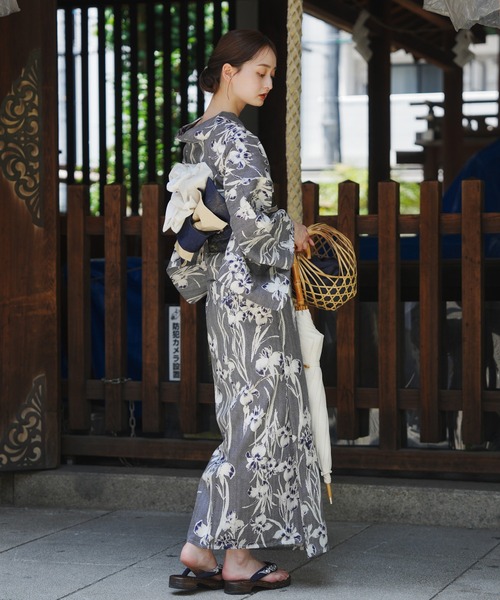 utatane×Acka.］浴衣4set 鮫小紋と菖蒲 navy・ivory（浴衣