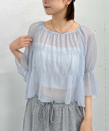 archives（アルシーヴ）の「シアー楊柳半袖リボンブラウス（シャツ/ブラウス・レディース）」