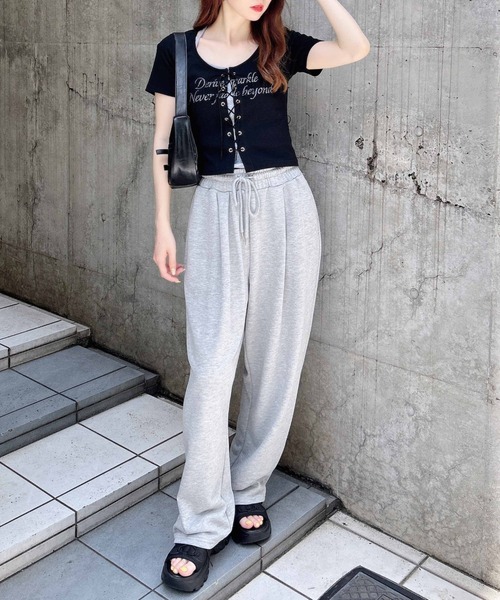 INGNI（イング）の「【WEB限定】イージースウェットパンツ（スウェットパンツ・レディース・ピンク/ブラック/オフホワイト/グレー・FREE）」の9枚目の写真