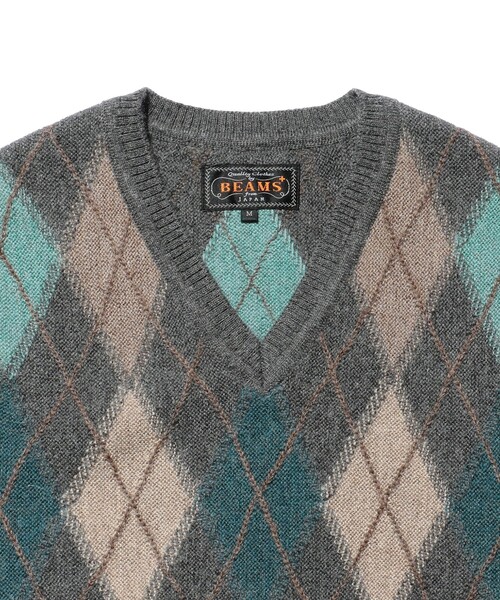 BEAMS PLUS(ビームスプラス)の「アーガイル パターン アルパカ ニットベスト(ベスト・メンズ・グレー/ブラック・XL/L/M/S)」の7枚目の写真