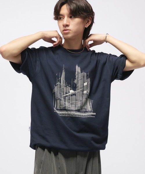 セール】Geometric Skyline Drawcord T-Shirt / ジオメトリック