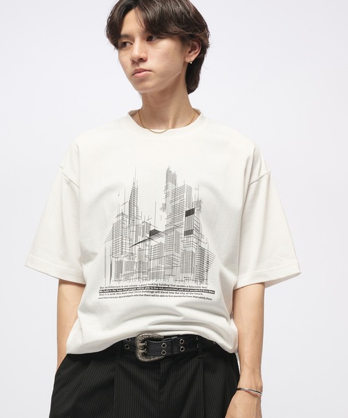 セール】Geometric Skyline Drawcord T-Shirt / ジオメトリック