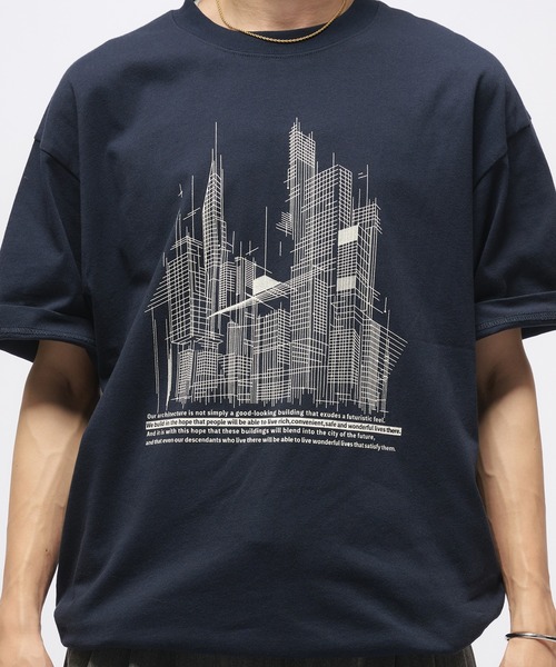 セール】Geometric Skyline Drawcord T-Shirt / ジオメトリック