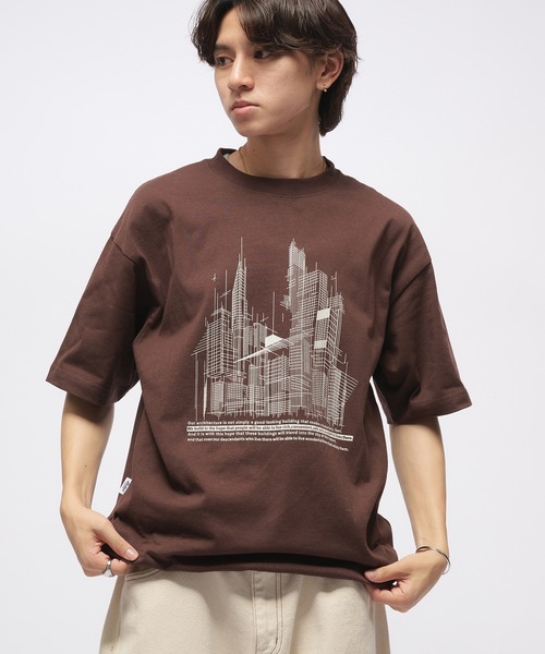 セール】Geometric Skyline Drawcord T-Shirt / ジオメトリック