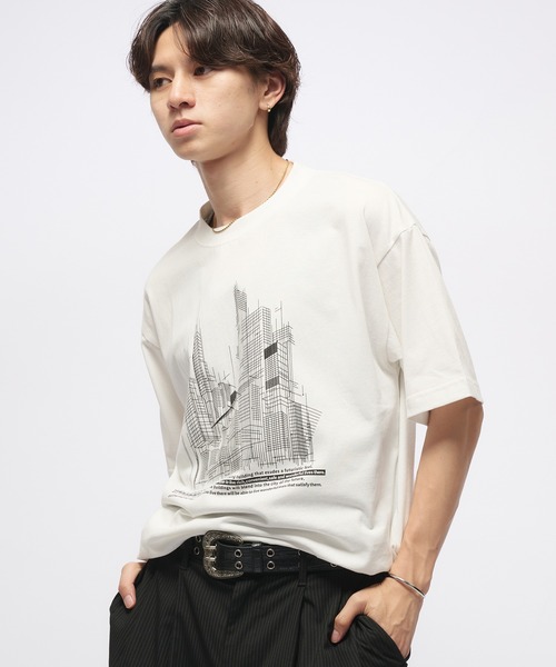 セール】Geometric Skyline Drawcord T-Shirt / ジオメトリック