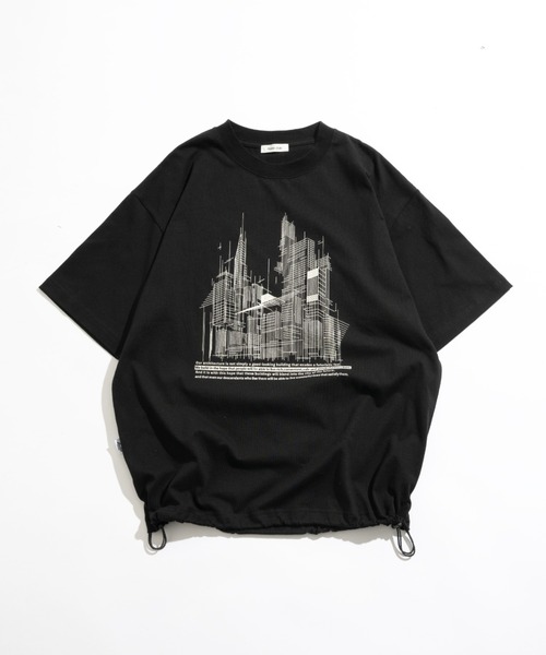 セール】Geometric Skyline Drawcord T-Shirt / ジオメトリック