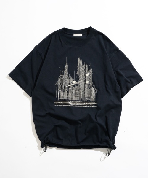 セール】Geometric Skyline Drawcord T-Shirt / ジオメトリック