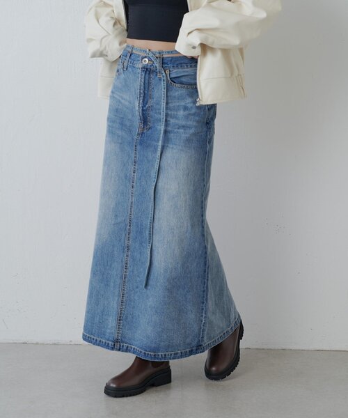 Lui's（ルイス）の「デニムウエストベルトロングスカート（デニムスカート・レディース・ブルー/インディゴブルー・38/36）」の13枚目の写真