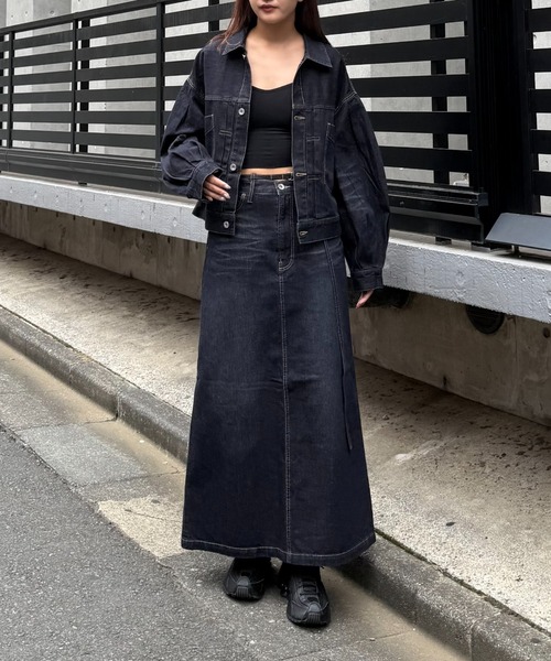 Lui's（ルイス）の「デニムウエストベルトロングスカート（デニムスカート・レディース・ブルー/インディゴブルー・38/36）」の3枚目の写真