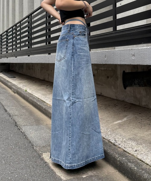 Lui's（ルイス）の「デニムウエストベルトロングスカート（デニムスカート・レディース・ブルー/インディゴブルー・38/36）」の9枚目の写真