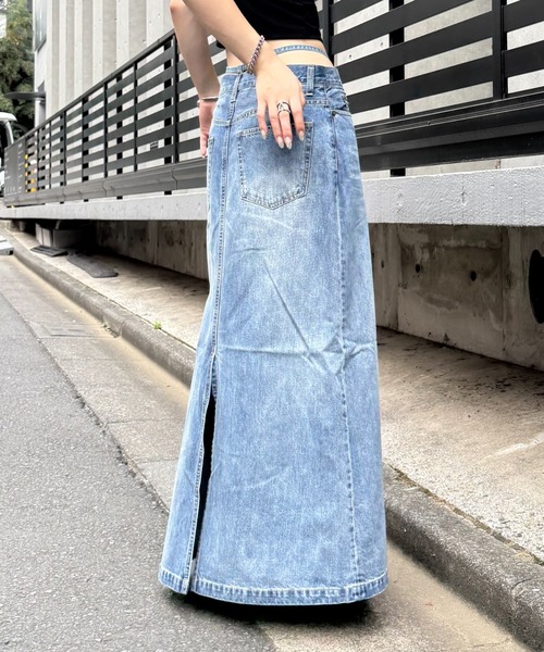 Lui's（ルイス）の「デニムウエストベルトロングスカート（デニムスカート・レディース・ブルー/インディゴブルー・38/36）」の10枚目の写真