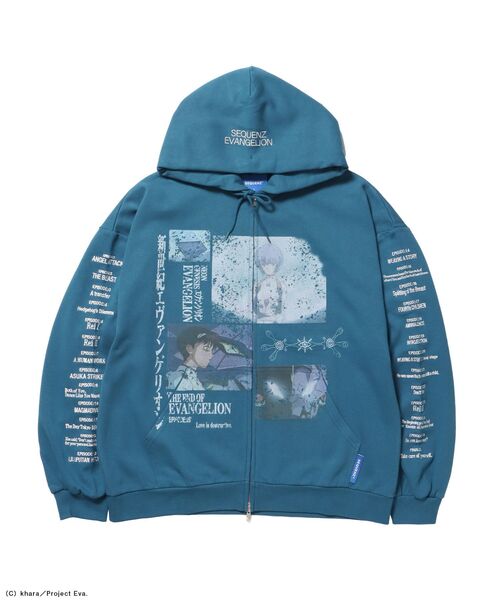 SEQUENZ(シークエンズ)の「【新世紀エヴァンゲリオン×SEQUENZ】EVA BEST SCENE ZIP PK / オーバーサイズ ビッグシルエット ジップパーカー 刺繍 プリント フーディ 裏起毛 ユニセックス(パーカー・メンズ・ブラック/グレー/グリーン系その他5・MEDIUM/LARGE)」の3枚目の写真