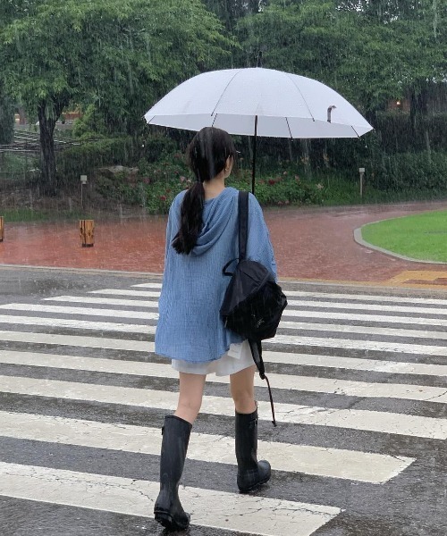 yuue' ( wear )（ユーイ）の「オーバーサイズフード付きチェックシャツ（シャツ/ブラウス・レディース・ブラック/ホワイト/ブルー・FREE）」の13枚目の写真