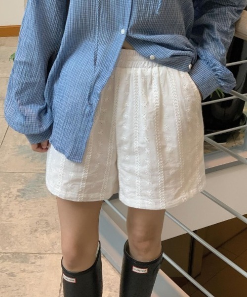 yuue' ( wear )（ユーイ）の「オーバーサイズフード付きチェックシャツ（シャツ/ブラウス・レディース・ブラック/ホワイト/ブルー・FREE）」の11枚目の写真