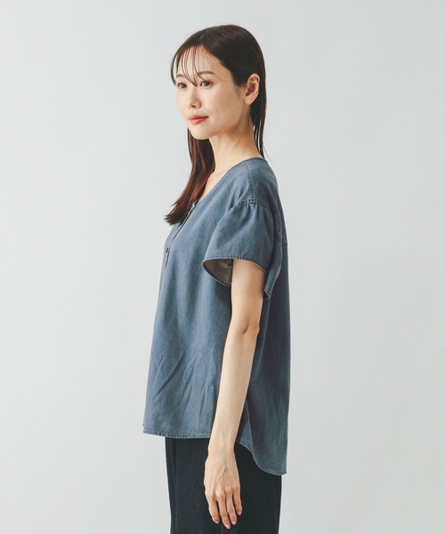 GLOBAL WORK(グローバルワーク)の「デニムフリルブラウス/571291(シャツ/ブラウス・レディース・ベージュ/ブルー・MEDIUM/LARGE)」の13枚目の写真