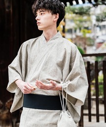 Rocky Monroe | しじら織り帯付き浴衣 扇子 下駄 巾着 5点セット　無地/ストライプ(浴衣)