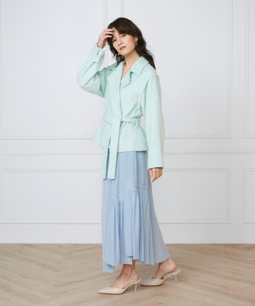 INED(イネド)の「Lanifico Camporeツイードショートコート《la veille by SUPERIOR CLOSET》(トレンチコート・レディース・グリーン系その他/ネイビー・7号/9号/11号)」の4枚目の写真