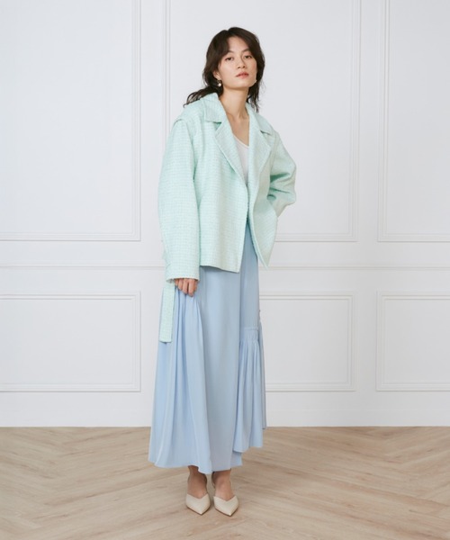 INED(イネド)の「Lanifico Camporeツイードショートコート《la veille by SUPERIOR CLOSET》(トレンチコート・レディース・グリーン系その他/ネイビー・7号/9号/11号)」の6枚目の写真