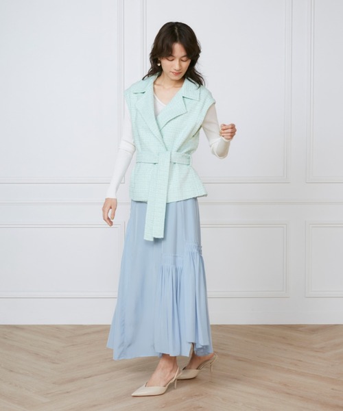 INED(イネド)の「Lanifico Camporeツイードショートコート《la veille by SUPERIOR CLOSET》(トレンチコート・レディース・グリーン系その他/ネイビー・7号/9号/11号)」の8枚目の写真