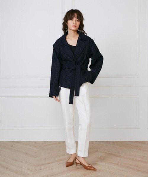INED(イネド)の「Lanifico Camporeツイードショートコート《la veille by SUPERIOR CLOSET》(トレンチコート・レディース・グリーン系その他/ネイビー・7号/9号/11号)」の10枚目の写真
