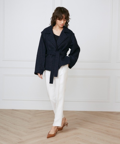 INED(イネド)の「Lanifico Camporeツイードショートコート《la veille by SUPERIOR CLOSET》(トレンチコート・レディース・グリーン系その他/ネイビー・7号/9号/11号)」の12枚目の写真