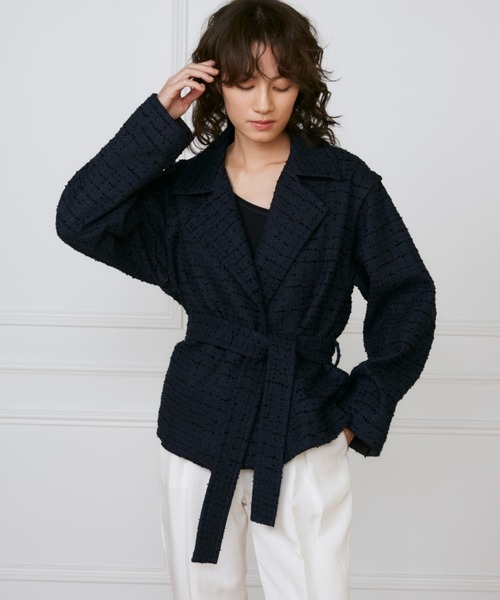 INED(イネド)の「Lanifico Camporeツイードショートコート《la veille by SUPERIOR CLOSET》(トレンチコート・レディース・グリーン系その他/ネイビー・7号/9号/11号)」の14枚目の写真