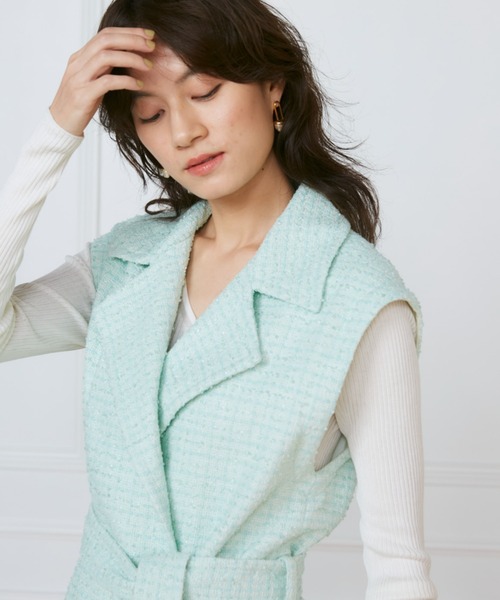 INED(イネド)の「Lanifico Camporeツイードショートコート《la veille by SUPERIOR CLOSET》(トレンチコート・レディース・グリーン系その他/ネイビー・7号/9号/11号)」の16枚目の写真