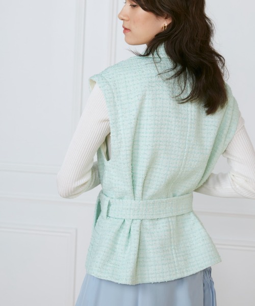 INED(イネド)の「Lanifico Camporeツイードショートコート《la veille by SUPERIOR CLOSET》(トレンチコート・レディース・グリーン系その他/ネイビー・7号/9号/11号)」の17枚目の写真