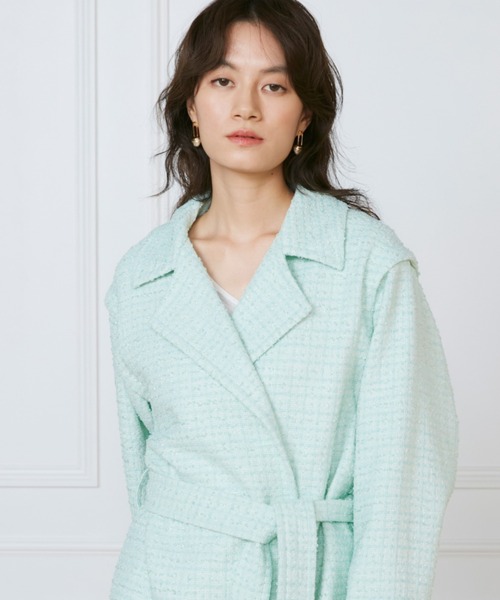INED(イネド)の「Lanifico Camporeツイードショートコート《la veille by SUPERIOR CLOSET》(トレンチコート・レディース・グリーン系その他/ネイビー・7号/9号/11号)」の18枚目の写真