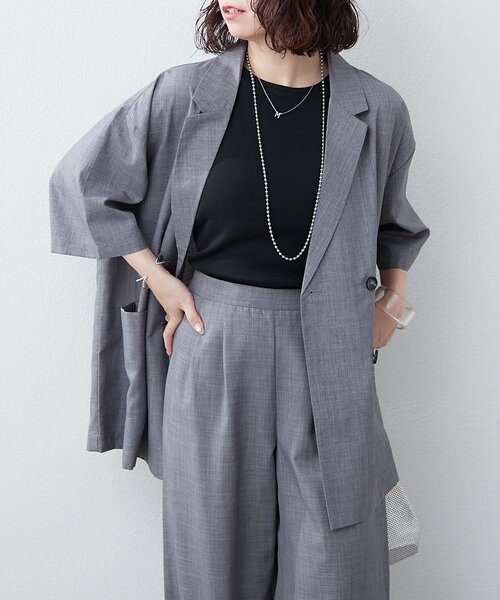 Remind me and forever（リマインドミーアンドフォーエバー）の「【上下SET】BIGテーラーWジャケット+ワイドパンツ（テーラードジャケット・レディース・グレー/ブラウン/チャコールグレー/ベージュ・FREE）」の5枚目の写真