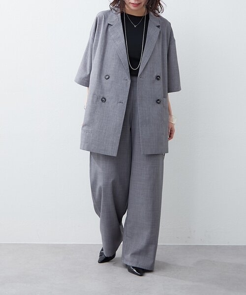 Remind me and forever（リマインドミーアンドフォーエバー）の「【上下SET】BIGテーラーWジャケット+ワイドパンツ（テーラードジャケット・レディース・グレー/ブラウン/チャコールグレー/ベージュ・FREE）」の6枚目の写真