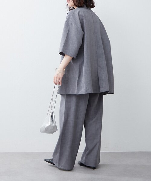 Remind me and forever（リマインドミーアンドフォーエバー）の「【上下SET】BIGテーラーWジャケット+ワイドパンツ（テーラードジャケット・レディース・グレー/ブラウン/チャコールグレー/ベージュ・FREE）」の7枚目の写真