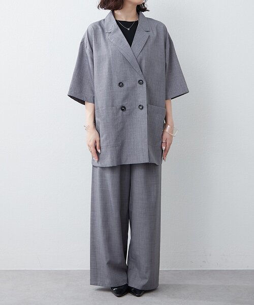 Remind me and forever（リマインドミーアンドフォーエバー）の「【上下SET】BIGテーラーWジャケット+ワイドパンツ（テーラードジャケット・レディース・グレー/ブラウン/チャコールグレー/ベージュ・FREE）」の19枚目の写真