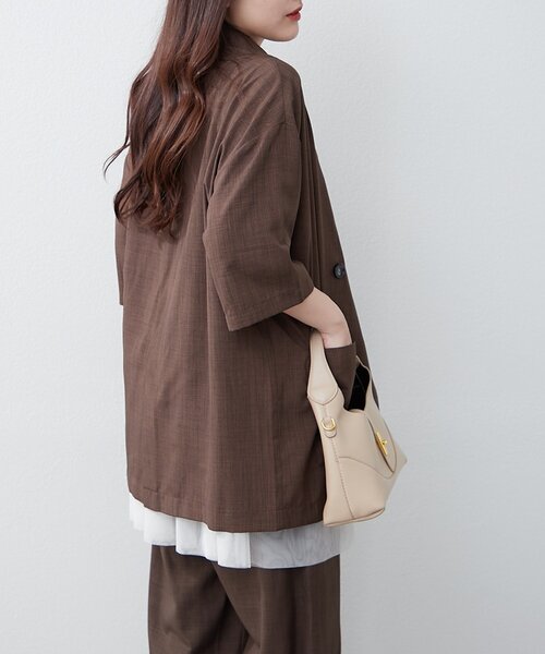 Remind me and forever（リマインドミーアンドフォーエバー）の「【上下SET】BIGテーラーWジャケット+ワイドパンツ（テーラードジャケット・レディース・グレー/ブラウン/チャコールグレー/ベージュ・FREE）」の16枚目の写真